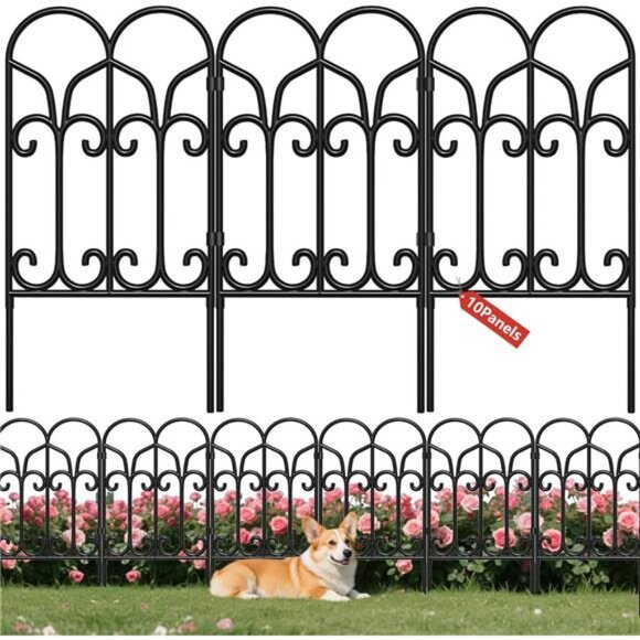 10 Panels 22in(H)×10ft(L) Decorative Garden Fences and Borders for DogsNo Dig - Picture 1 of 7